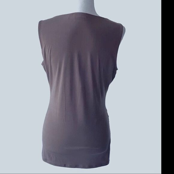 New York & Company Y2K Brown Short Sleeve Ruched Top SZ M - Picture 2 of 10